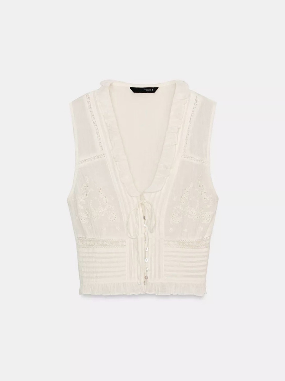 Zara White Eyelet Embroidered Gauze Top - Picture 3 of 10
